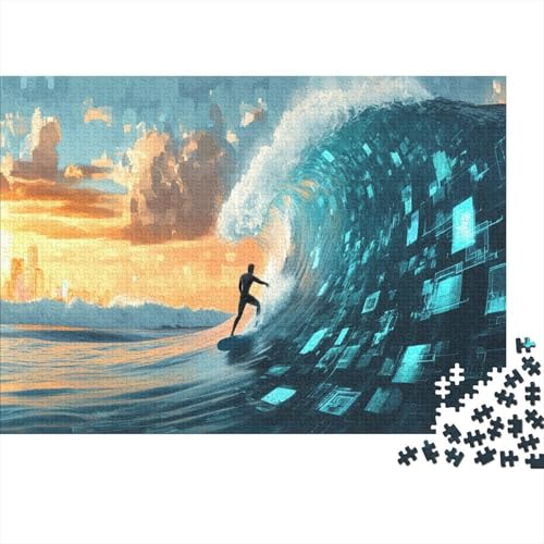 Surfen Holzpuzzles 300 Teile Holzspielzeug Lustige Nervenkitzel und Spielchen Geschicklichkeitsspiel Für Die Ganze Familie Für Erwachsene Und Kinder Ab 10 Jahren 300pcs (40x28cm) von EYABZKLDZ