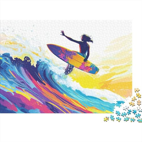 Surfen Puzzle 300 Teile Holzspielzeug Lustige Nervenkitzel und Spielchen Puzzle-Spiel Für Erwachsenenpuzzle Ab 14 Jahren 300pcs (40x28cm) von EYABZKLDZ