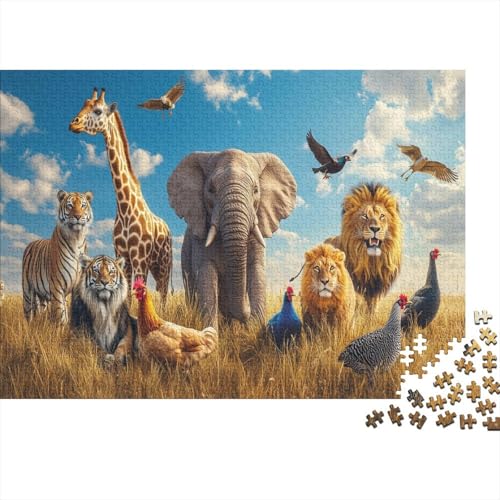 Tierwelt Holzpuzzles 500 Teile Holzspielzeug Seien Sie Riotous mit Farbe voller Vitalität Geschicklichkeitsspiel Für Die Ganze Familie Für Erwachsenenpuzzle Ab 14 Jahren 500pcs (52x38cm) von EYABZKLDZ