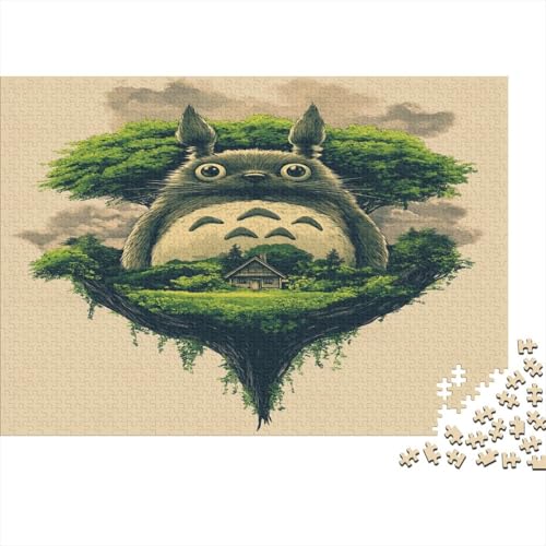 Totoro Holzpuzzles 500 Teile Holzspielzeug Cartoon Cute Erwachsenenpuzzle Unique Gift Home Decor 500pcs (52x38cm) von EYABZKLDZ