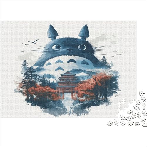 Totoro Puzzle 300 Teile Holzspielzeug Cartoon Cute Geschicklichkeitsspiel Für Die Ganze Familie Für Erwachsene Und Kinder Ab 14 Jahren 300pcs (40x28cm) von EYABZKLDZ