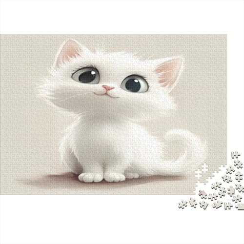 Weiße Katze Puzzle 300 Teile Holzspielzeug Cute Weiße Katze Geschicklichkeitsspiel Unique Gift Home Decor 300pcs (40x28cm) von EYABZKLDZ