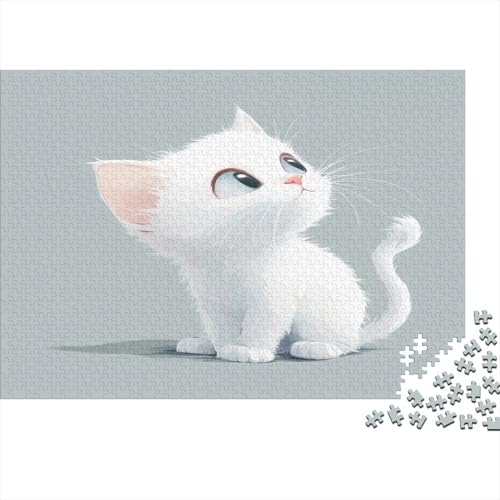 Weiße Katze Puzzle 300 Teile Holzspielzeug Cute Weiße Katze Puzzle-Spiel Für Erwachsene Und Kinder Ab 10 Jahren 300pcs (40x28cm) von EYABZKLDZ