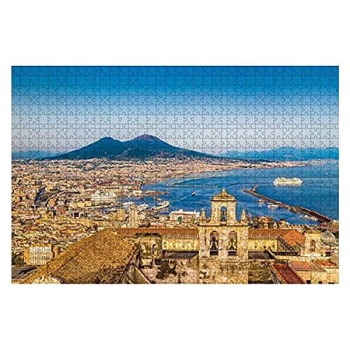 1000 Teile Stadt Neapel mit Vesuv bei Sonnenuntergang, Kampanien, Italien, Großteiliges Puzzle für Erwachsene, Lernspielzeug für Kinder, Kreative Spiele, Unterhaltung, Puzzles, Heimdekoration 70x50CM von EZMLFA