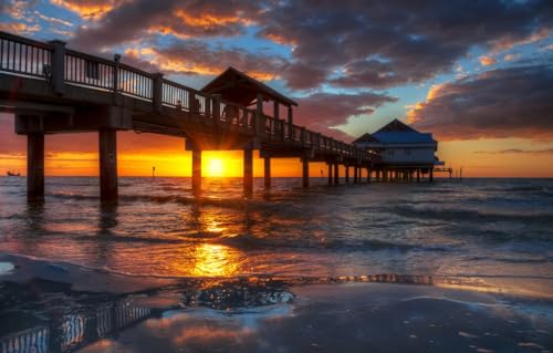 1000-teiliges Puzzle – Jedes Teil ist einzigartig – Anspruchsvolles, unterhaltsames Spiel für Erwachsene und die ganze Familie, Strand, Florida, USA, Clearwater Beach, 52 x 38 cm von EZMLFA