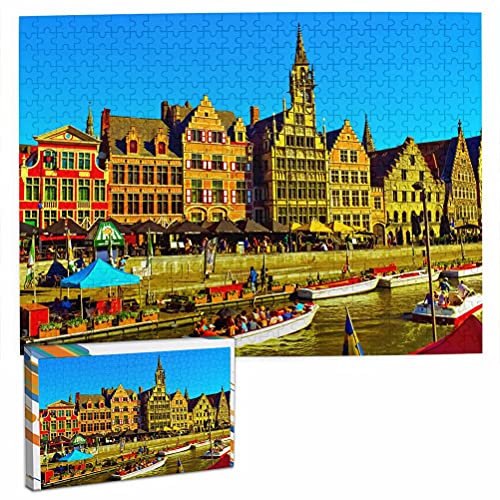 Belgien Gent Puzzle für Erwachsene 1000 Teile Reisegeschenk Souvenir 70x50CM von EZMLFA