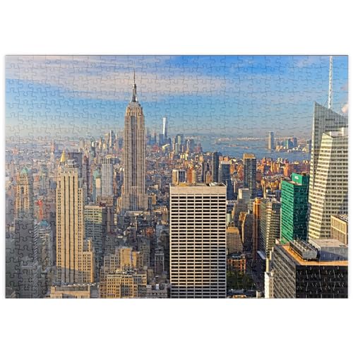 Blick vom Rockefeller Center auf das Empire State Building und das One World Trade Center, New York City – Premium-Puzzle mit 2000 Teilen, 70 x 100 cm von EZMLFA