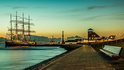 Bremerhaven Puzzle für Erwachsene Deutschland Leuchtturm Sonnenuntergang 52x38CM von EZMLFA