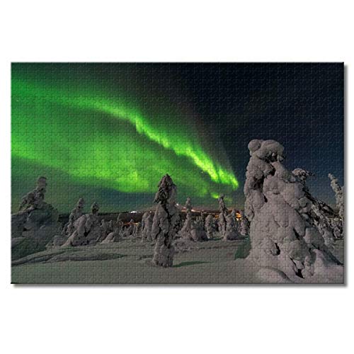 Finnland Aurora Lappland Puzzle für Erwachsene und Kinder, 1000 Teile, Puzzlespiel als Geschenk, Heimdekoration, besondere Reisesouvenirs, 70 x 50 cm von EZMLFA