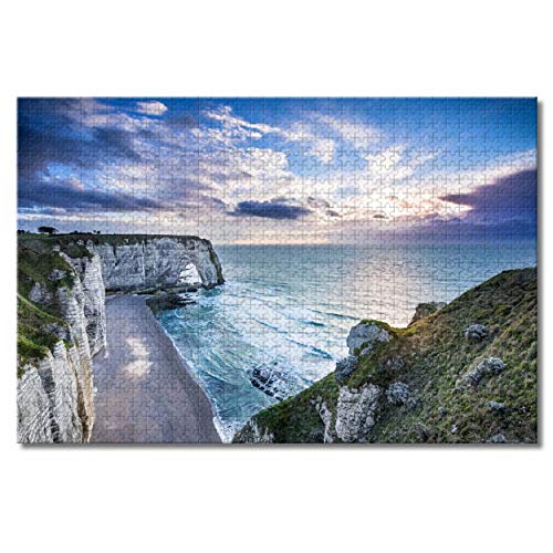 Frankreich, Etretat, Normandie, Puzzle für Erwachsene und Kinder, 1000 Teile, Puzzlespiel als Geschenk, Heimdekoration, besondere Reisesouvenirs, 52 x 38 cm von EZMLFA