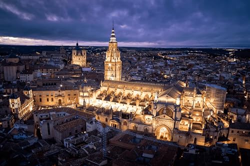 Klassisches Puzzle 1000 Teile Schöne Kathedrale von Toledo unter dem Nachthimmel in Spanien 70x50CM von EZMLFA