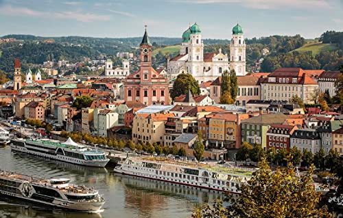 Mystery Puzzle 2000 Teile Stadt Fluss Bayern Kirche Donau St. Paul Passau 70x100CM von EZMLFA