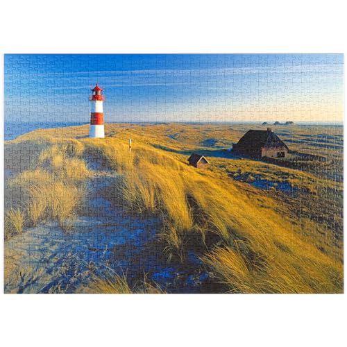 Östlicher Leuchtturm am Ellenbogen, List, Insel Sylt - Premium 1000 Teile Puzzle 38x26CM von EZMLFA