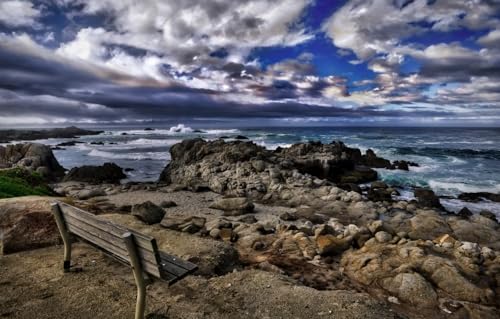 Personalisiertes Puzzle 1000 Teile für Erwachsene vom Foto nach Maß – Gestalten Sie Ihre eigenen Bildgeschenke, Meer, Kalifornien, Asilomar Beach, 70 x 50 cm von EZMLFA