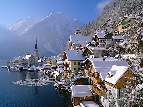 Puzzle 1000 Österreich Hallstatt im Winter 52x38CM von EZMLFA