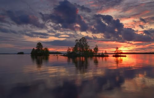 Puzzle 1000 Teile Landschaft Puzzle für Erwachsene 1000 Teile Natur, Bäume, Landschaft, Finnland, ALA-Kitka 52x38CM von EZMLFA