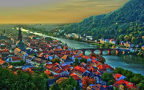 Puzzle 1000 Teile Neckar Heidelberg Deutschland 70x50CM von EZMLFA