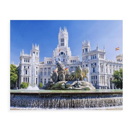 Puzzle 1000 Teile für Erwachsene, Cibeles-Brunnen in Madrid, Puzzle, geistiges Bildungs- und Entpacken-Spielzeug, lustiges Familienspiel für Erwachsene und Kinder, 38 x 52 cm, 38 x 26 cm von EZMLFA