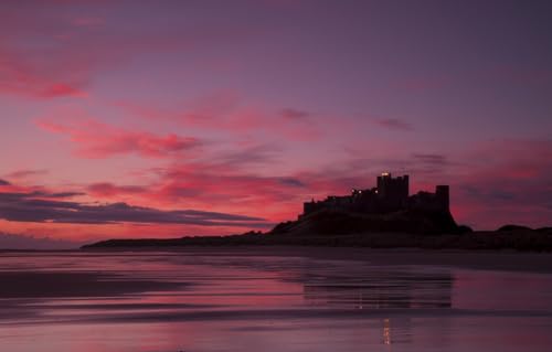 Puzzle 1000 Teile für Erwachsene Puzzle für Erwachsene 1000-teiliges Lernpuzzle, Meer, Landschaft, England, Großbritannien, Bamburgh Castle 52x38CM von EZMLFA