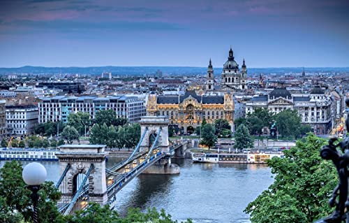 Puzzle Geschenke 2000 Teile Puzzle Stadt Fluss Architektur Szechenyi Kettenbrücke Donau Budapest Ungarn 70x100CM von EZMLFA