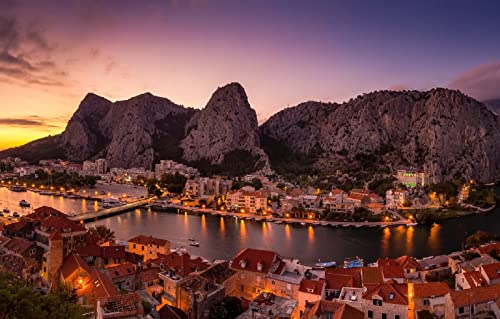 Puzzle Natur, 3D-Puzzle, 2000 Teile, Stadt Omiš, Split, Dalmatien, Kroatien, 70 x 100 cm von EZMLFA