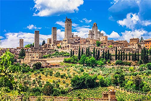 Puzzle für Erwachsene, 1000 Teile, Das Wahrzeichen von San Gimignano, Italien, Puzzle, Heimdekoration, Geschenke, 38 x 26 cm von EZMLFA