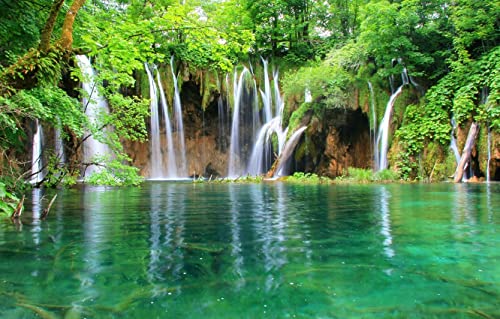 Puzzle für Erwachsene, 1000 Teile, Grüner Wald, Wasserfall, Kühler Sommer, 52 x 38 cm von EZMLFA