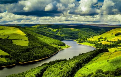 Puzzle für Erwachsene, 1000 Teile, Landschaftspuzzle, Geschenke für Erwachsene, Wald, Landschaft, Großbritannien, Ladybower, 52 x 38 cm von EZMLFA