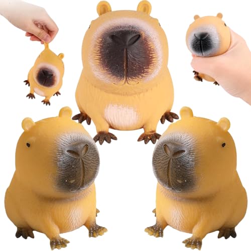 Capybara Squeeze Toy,3 Stück Kapybara Stressball Kinder,Niedliches Capybara Zappelspielzeug,Capybara Stress Spielzeug,Capybara Antistress Spielzeug,Kapybara Squeeze Spielzeug von EZOULUOBA