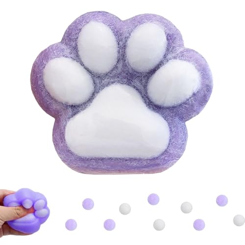 Squishy Cat Paw Squeeze Toy - Niedliche Katzenpfoten Spielzeug für Stressabbau,Quetschspielzeuge für Katzenliebhaber, Katzenpfoten Spielzeug,Cat Paw Squeeze Toy for Kids and Adults,2 Stück(lila#Pink) von EZOULUOBA