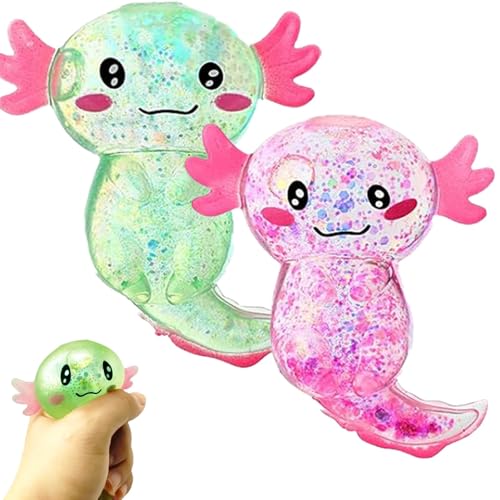 Glitzer Axolotl Squeeze Spielzeug,Axolotl Spielzeug,Animagic Axolotl Spielzeug,Sensorische Stress Axolotl Spielzeug für Kinder und Erwachsene,2 Stück von EZOULUOBA