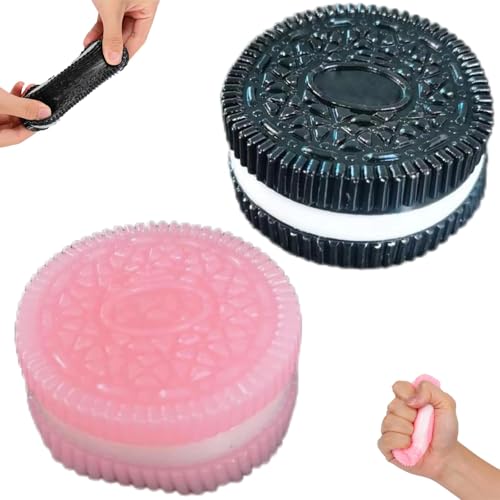 2 Stück Oreo Keks Stressabbauspielzeug,Keks Stressabbau Spielzeug,Stressabbauspielzeug Keks,Ultraweiches Stressabbauspielzeug für Erwachsene & Kinder (Schwarz #Pink) von EZOULUOBA