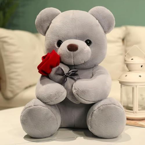 EacTEL Kawaii Teddybär mit Rosen Plüschtier Weicher Bär Stoffpuppe Romantisches Geschenk für Liebhaber Wohnkultur Mädchen 45cm 2 von EacTEL