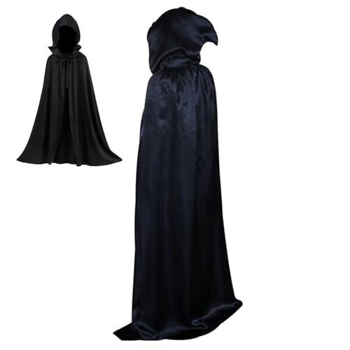 Halloween Hexe Umhang kinder mit Kapuze, Kind Halloween Hexe Umhang Kostüm Halloweenkostüm Kinder für Cosplay Hexen Kostüm Erwachsene Umhang Halloween Karneval Mittelalter Robe Schwarz von Eachans