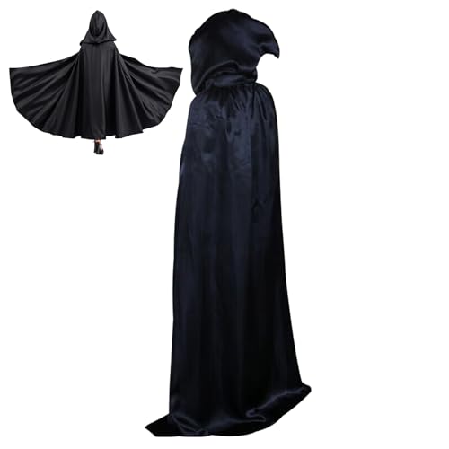 Halloween Hexe Umhang kinder mit Kapuze, Kind Halloween Hexe Umhang Kostüm Halloweenkostüm Kinder für Cosplay Hexen Kostüm Erwachsene Umhang Halloween Karneval Mittelalter Robe Schwarz von Eachans