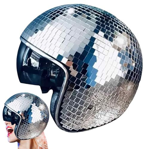 EagerMinds Discokugel Hüte, Disco Dekor Helme mit Einziehbarem Visier, Glitzer Spiegel Glas Discokugel Hut Helm, Disco-Party-Helm, Hut für DJ-Club, Bühnenparty, Hochzeit, Urlaub (A) von EagerMinds