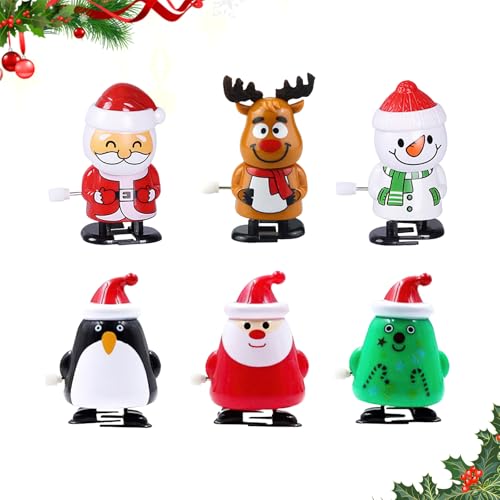 EagerMinds Weihnachts-Aufziehspielzeug für Kinder&Erwachsene, Uhrwerk Lauf- und Springspielzeug für Weihnachtsstrümpfe und Geschenktütenfüller, Adventskalender füllung Kinder (6pcs) von EagerMinds