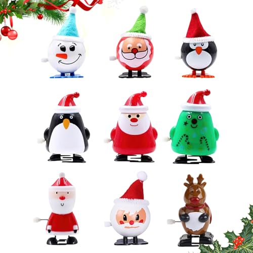 EagerMinds Weihnachts-Aufziehspielzeug für Kinder&Erwachsene, Uhrwerk Lauf- und Springspielzeug für Weihnachtsstrümpfe und Geschenktütenfüller, Adventskalender füllung Kinder (9pcs) von EagerMinds