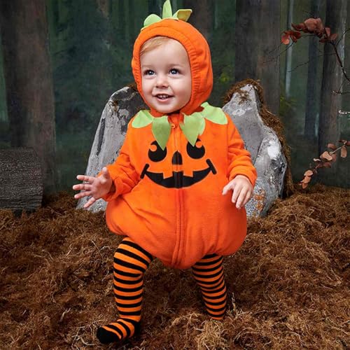 Halloween Kostüm Kürbis Kinder,Baby Halloween Kürbiskostüm,Baby Kürbis Kostüm mit Hüte und Schuhe halloween kostüm Mädchen Jungen Faschingskostüm Baby für Neugeborenes 0-36 Monate (0-6 Monate) von EagerMinds