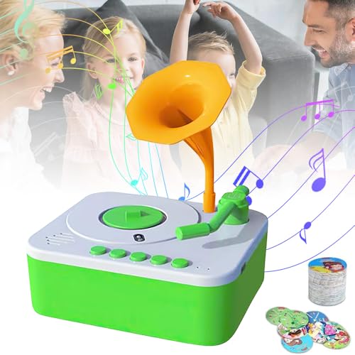 Kinder Grammophon mit 96 Karten, Maschine zur frühkindlichen Bildung,für Kinder,Jungens und Mädchen, Kinder Phonograph Geschichte Musik Spieler Geschenk Jungen Mädchen von EagerMinds