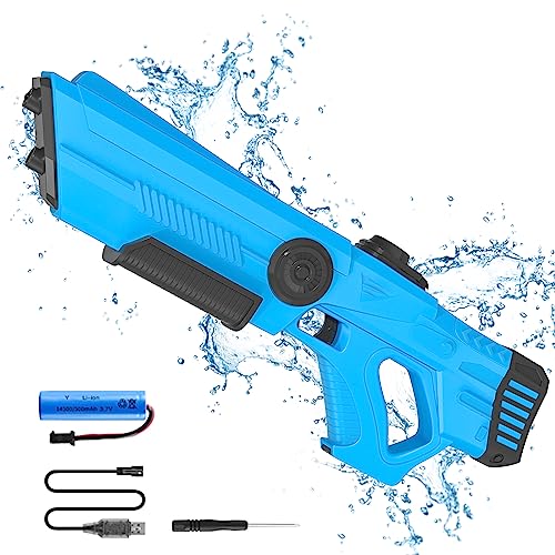 Wasserpistole Elektrisch, Elektrische Wasserpistole für Kinder und Erwachsene, Automatic Water Gun mit 8M Reichweite, Externe Wasserflasche, für Garten, Pool, Strand (Blau) von EagerMinds