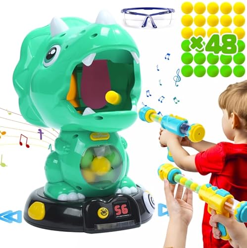 EagleStone Bewegliches Dinosaurier-Schießspielzeug für Kinder, Triceratops Dino-Schießspiele mit 2 Kanonen,48 Kugeln,LCD-Score-Aufzeichnung, für Jungen und Mädchen,Party Favor von EagleStone