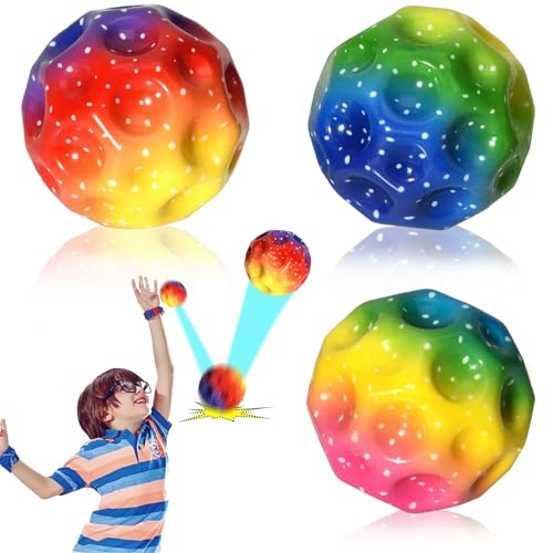 Eagool 3Stück Astro Jump Bälle,Moon Ball,Hohe Springender Gummiball,Hüpfende Bälle in 8 Farben,7cm Planeten Hüpfbälle Leicht zu Greifen,Geschenke für Jungen und Mädchen,Kids Party Gift von Eagool