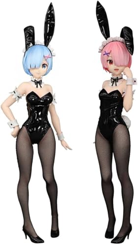 Eamily Für REM/Remu Anime Actionfigur, Statue, Modell, schöne Cartoon-Charaktere, Ornamente, Desktop-Display-Sammlung (Ram &rem-Bunny Girl 1) von Eamily