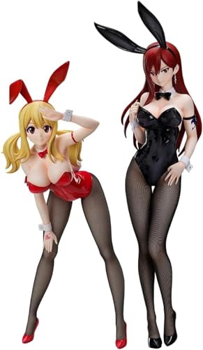 Eamily for Anime Fairy Tail Figur Mirajane·Strauss & Lucy Heartfilia Actionfigur PVC Anime Mädchen Figur Badeanzüge Modell Dekoration Ornamente Sammlerstücke Geschenk (Erza Scarlet + Lucy Heartfilia) von Eamily