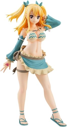 Eamily for Anime Fairy Tail Figur Mirajane·Strauss & Lucy Heartfilia Actionfigur PVC Anime Mädchen Figur Badeanzüge Modell Dekoration Ornamente Sammlerstücke Geschenk (Lucy Heartfilia a) von Eamily