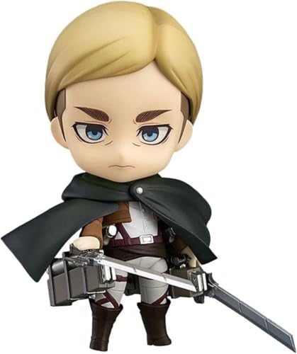 Eamily for Anime Levi Q Version Action Figures Levi Cute Mini PVC Figure Joints Movable Changeable Head and Accessories Statue Model (Erwin Smith) von Eamily