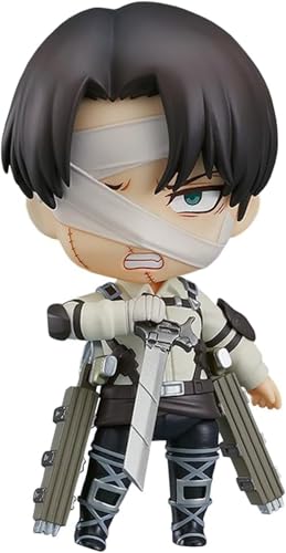 Eamily for Anime Levi Q Version Action Figures Levi Cute Mini PVC Figure Joints Movable Changeable Head and Accessories Statue Model (Levi) von Eamily