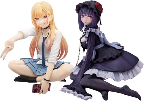 Eamily for Anime My Dress-Up Darling Figur Schuluniform Edition Kitagawa Marin Q Figur Statue sitzendes Modell Desktop Figur Ornament 10 cm (2 Stück) von Eamily