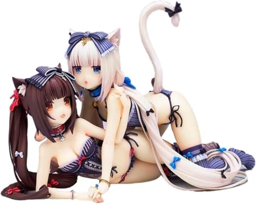 Eamily for Anime Nekopara Actionfigur Schokolade und Vanille liegend Position Modell Figur Statue mit Decke Cute Beautiful Girl Series (Chocolate and Vanilla) von Eamily